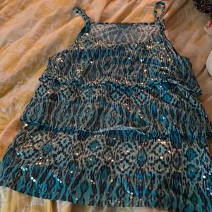 Green and black sparkling tank top